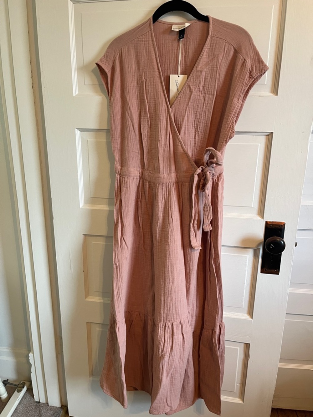 Universal Thraeds Cotton women’s Wrap Midi Dress in Dusty Rose